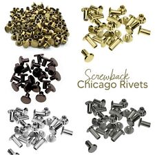 Brass Flat Belt Rivets Leather Craft Chicago Screw Stud Heads Solid 10/20/50 Pcs