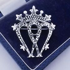 VINTAGE SIGNED SCOTLAND LUCKENBOOTH DOUBLE CROWNED HEART SWEETHEART PIN BROOCH