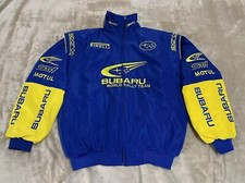 Unisex Adults Subaru F1 Team Racing Embroidery Cotton Padded Zip Jacket Blue**##