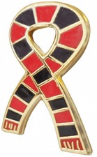 Cornish Pirates Rugby Union Supporter Scarf Ribbon Pin Badge - GOLD plated