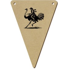 5 x 140mm 'Cowboy Riding An Ostrich' Bunting Pennants / Flags (BN00093225)