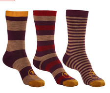 ISOBAA Everyday Socks size S / M (UK 4 - 7.5)  wine red striped merino blend £60