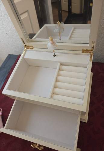 White wooden jewelry - music, box