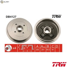 2x BRAKE DRUM DB4127 FOR SKODA