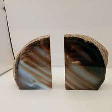 PAIR OF AGATE BOOKENDS APPROX