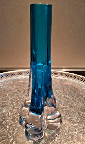 Whitefriars blue glass vase - whitefriars,