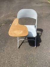 Vintage School Desk Attached Fold Up Metal Chair Combo kid/small adult Size 