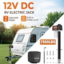 7500LBS Electric Trailer Jack 12V Power Tongue Jack w/ Spirit Level & LED Lights