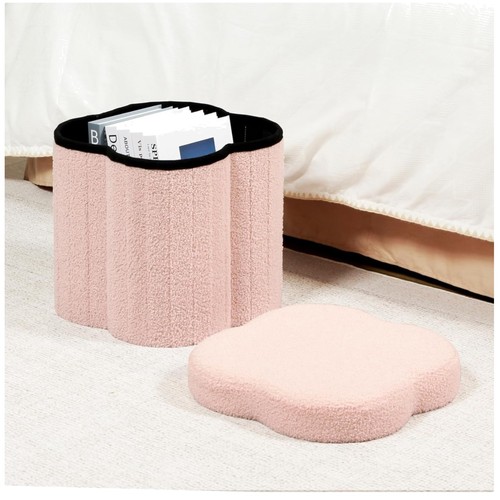 Pink flower ottoman cube - ottoman,