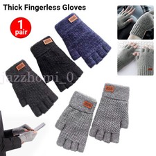 Thick Fingerless Gloves Driving Gloves Knitted Cashmere Half Finger Mittens
