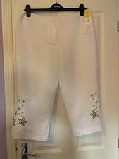 Ladies Matalan Linen Cropped Trousers - Size 16 - Pre Owned