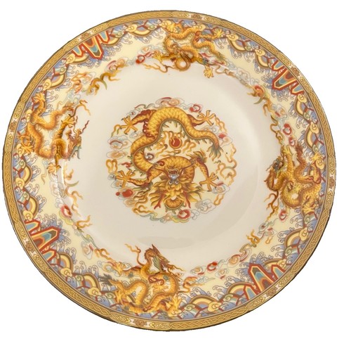 Porcelain ming dragon plate - ming,