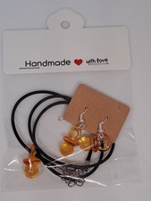 Orange Retro 90s Dummy Earrings And Necklace Set Nostalgia 