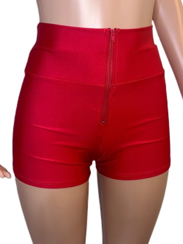 Shiny red high rise zipper - rise,