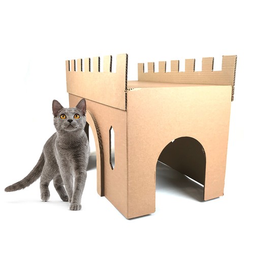 Cardboard cat castle gatehouse - cardboard,