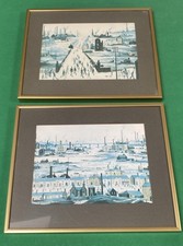 Vintage Lowry Prints X  2 Prints Industrial Landscape & Going to Work Framed