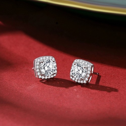 Crystal square stone stud - crystal,