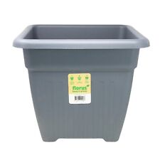 Flower Pot Planter Square Plastic Anthracite Grey Florus Sienna Quadro 38.5cm