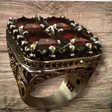 Turkish Style Natural Ruby Ring Sterling Silver 925 Handmade Real Yaqoot Ring