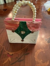 Pink Lucite/Faux Leather