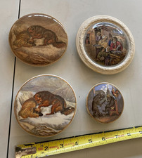 antique Prattware pot lids lot