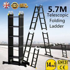 5.7M Ladder Multi Purpose Extension Ladder 4X5 Step Ladder Combination Black UK