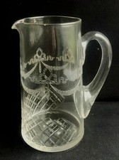 BEAUTIFUL ANTIQUE CUT AND ETCHED SWAGS GLASS JUG  (24E).