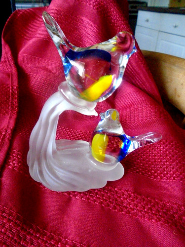 Murano glass birds high - glass, 6"