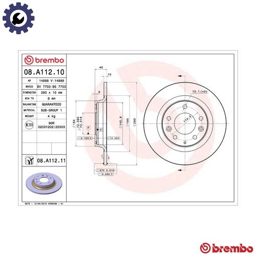 Brake disc a112 11 for - 2x,