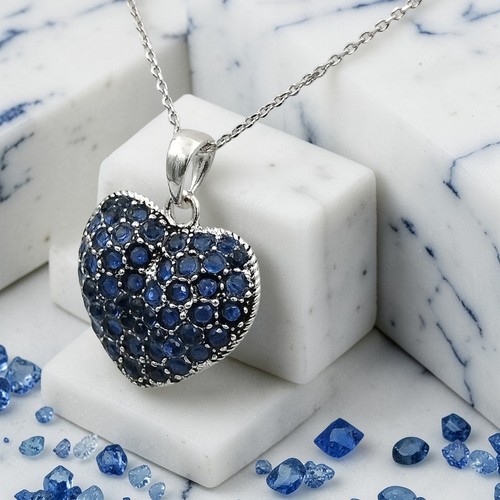 925 silver heart necklace blue - 925,