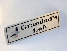 PERSONALISED PIGEON LOFT SIGN WITH ANY NAME, HOMING RACING SHED METAL PLAQUE