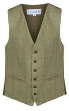 MENS 100% WOOL Kensington Green TWEED Check Waistcoat Quality Herringbone Vest