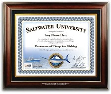 Saltwater DEEP SEA Fishing PERSONALIZED CERTIFICATE Diploma - Boat Gear - GIFT
