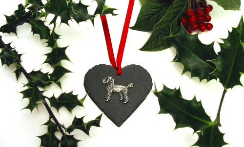 Poodle dog slate heart - dog,