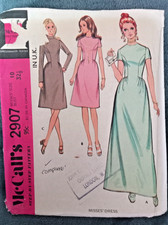 2907 Vintage McCalls SEWING Pattern Misses Back Zippered Dress Gathered Size 10