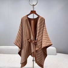 Fendi Poncho Camel-colour wool, cashmere and silk poncho gift for women