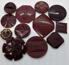 VTG Lot Bakelite Button Maroon