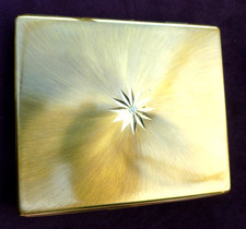 VINTAGE BRUSHED LACQUERED GOLDTONE DIAMANTE KIGU LADIES' CIGARETTE CASE 10.5X9CM