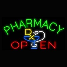 Pharmacy Open 24"x20" Neon