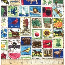 Vintage Postage Stamps Sewing
