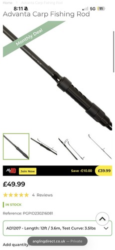 Advanta 12ft carp rod - advanta,