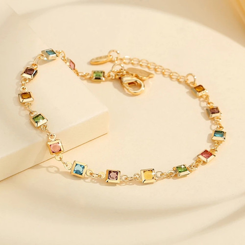 Heart rainbow bracelet - heart, cz