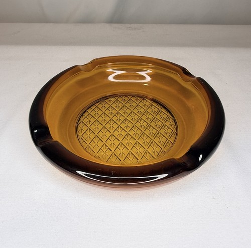 Vintage amber glass ashtray - glass,