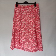 Eastex Red & White Floral Midi Skirt UK 18 | A-Line Summer Skirt | Lightweight 