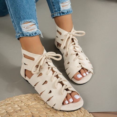 Women lace zipper summer - lace-up,