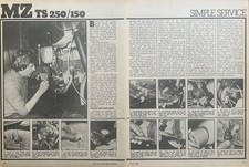 MZ TS 150 / TS 250 - ORIGINAL 1976 4 PAGE SIMPLE SERVICE ARTICLE