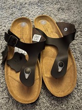 lola gonzalez brown leather toe post sandals size 6.5 brand new