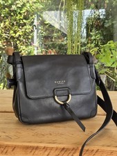Radley Lambeth Mews Black Leather Saddle Satchel Shoulder Crossbody Bag