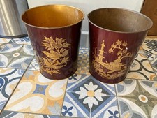 Vintage Retro Woodgrange Product Brown Metal Waste Paper Bin x 2 Pictorial