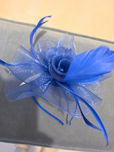 Blue mesh feather flower - &,